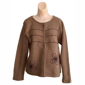 Embroidered Y2K Small Wool Jacket Full Zip Artsy Classic Core 90s Vintage